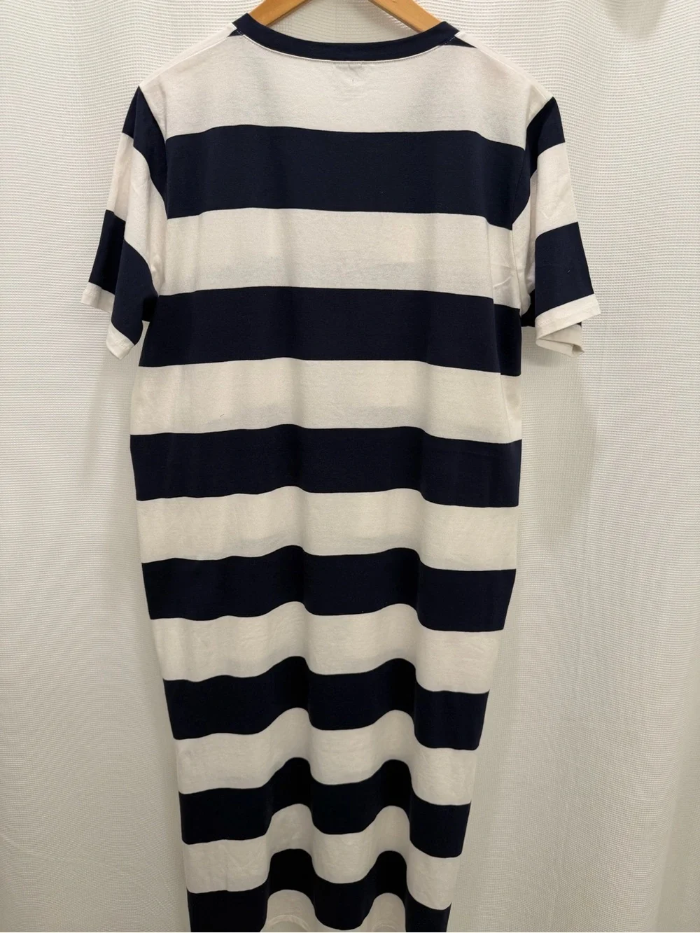 J.Crew Midi-T-shirt dress. Blue and white stripes.